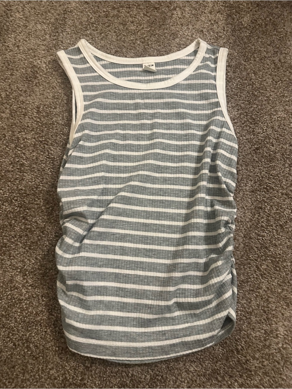SHEIN Gray & White Striped Ribbed Tank Top for Kids